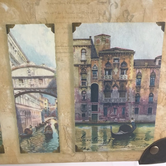 T. HIGGINS Collectible Wooden Storage Box Metal Corners & Handles - Venice Motif - Picture 6 of 15